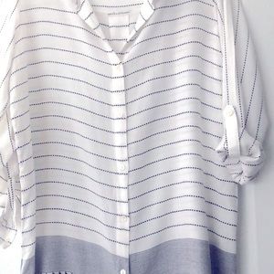Blue island  Blouse button down, roll-up sleeves. Great summer top, cruise wear.